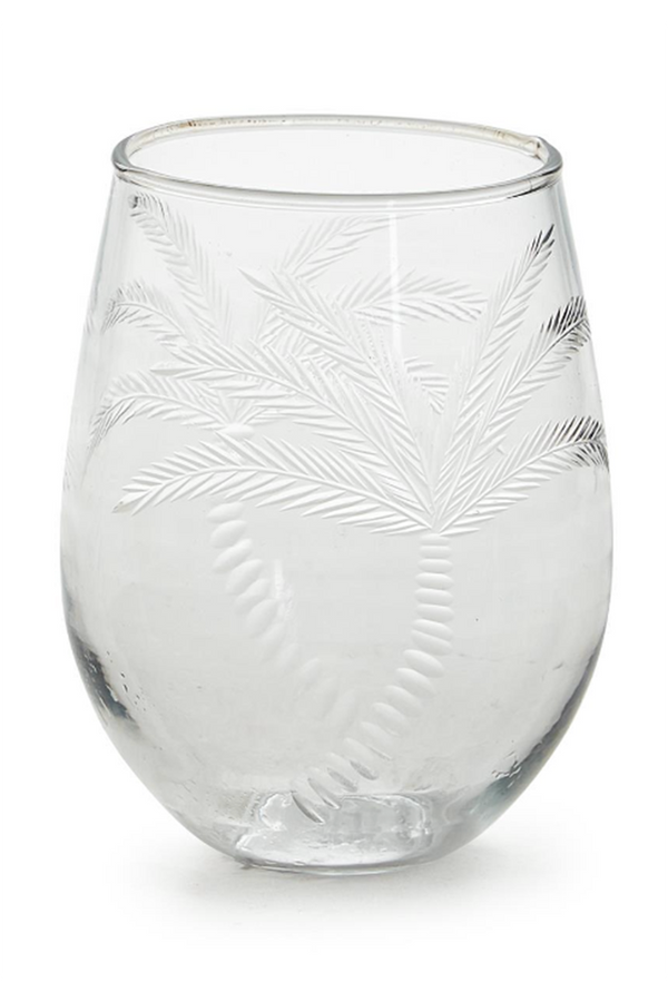 Palm Tree Etched Stemless Wine Glasses