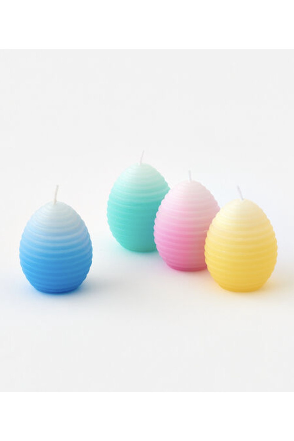 Solid Color Ribbed Egg Candle Set 4