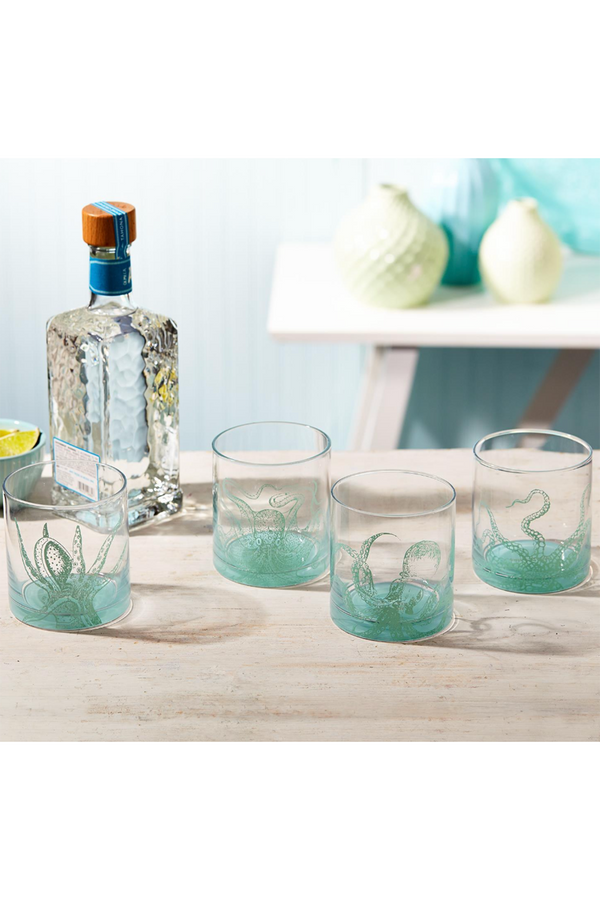 Octopus Glass Tumblers Set of 4