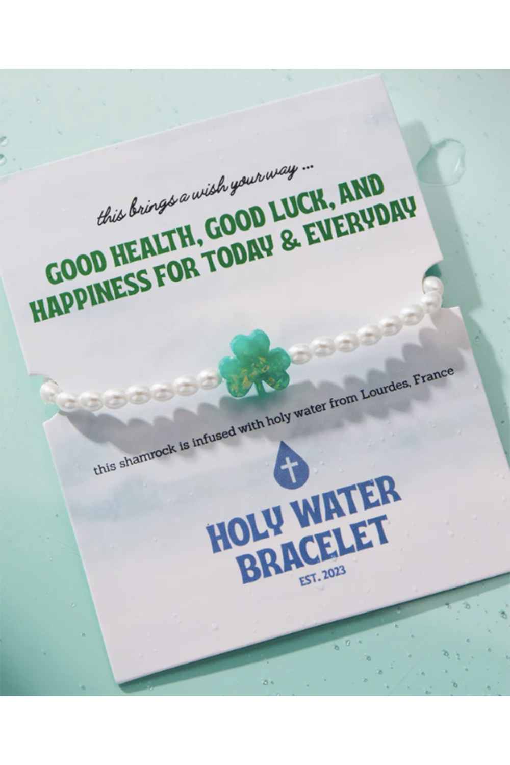 Holy Water Bracelet - Shamrock Crystal Pearl