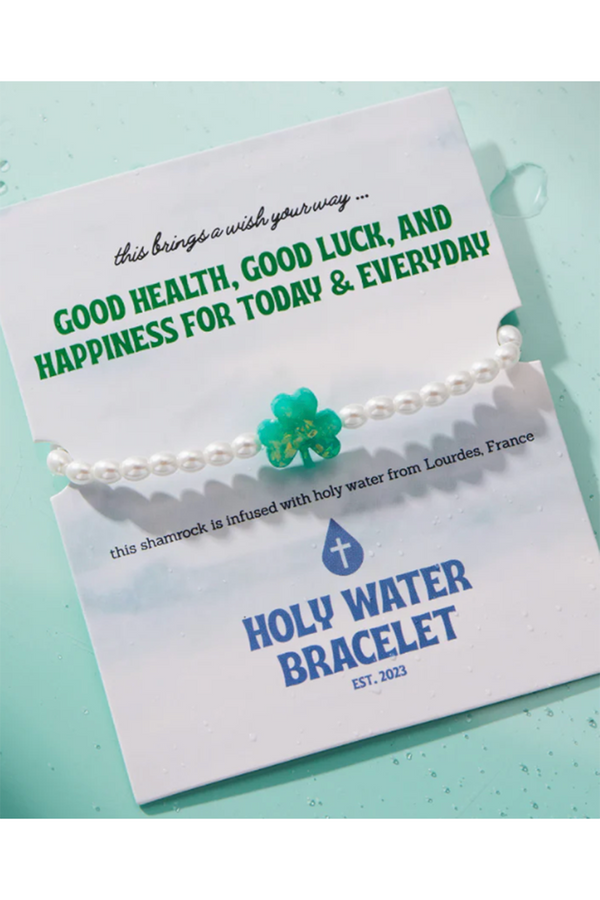 Holy Water Bracelet - Shamrock Crystal Pearl