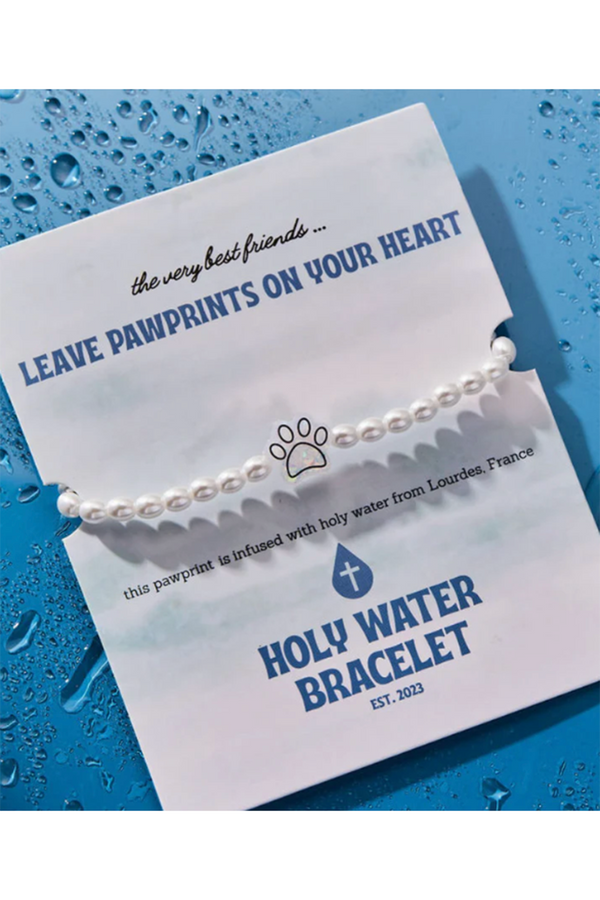 Holy Water Bracelet - Paw Print Pearl