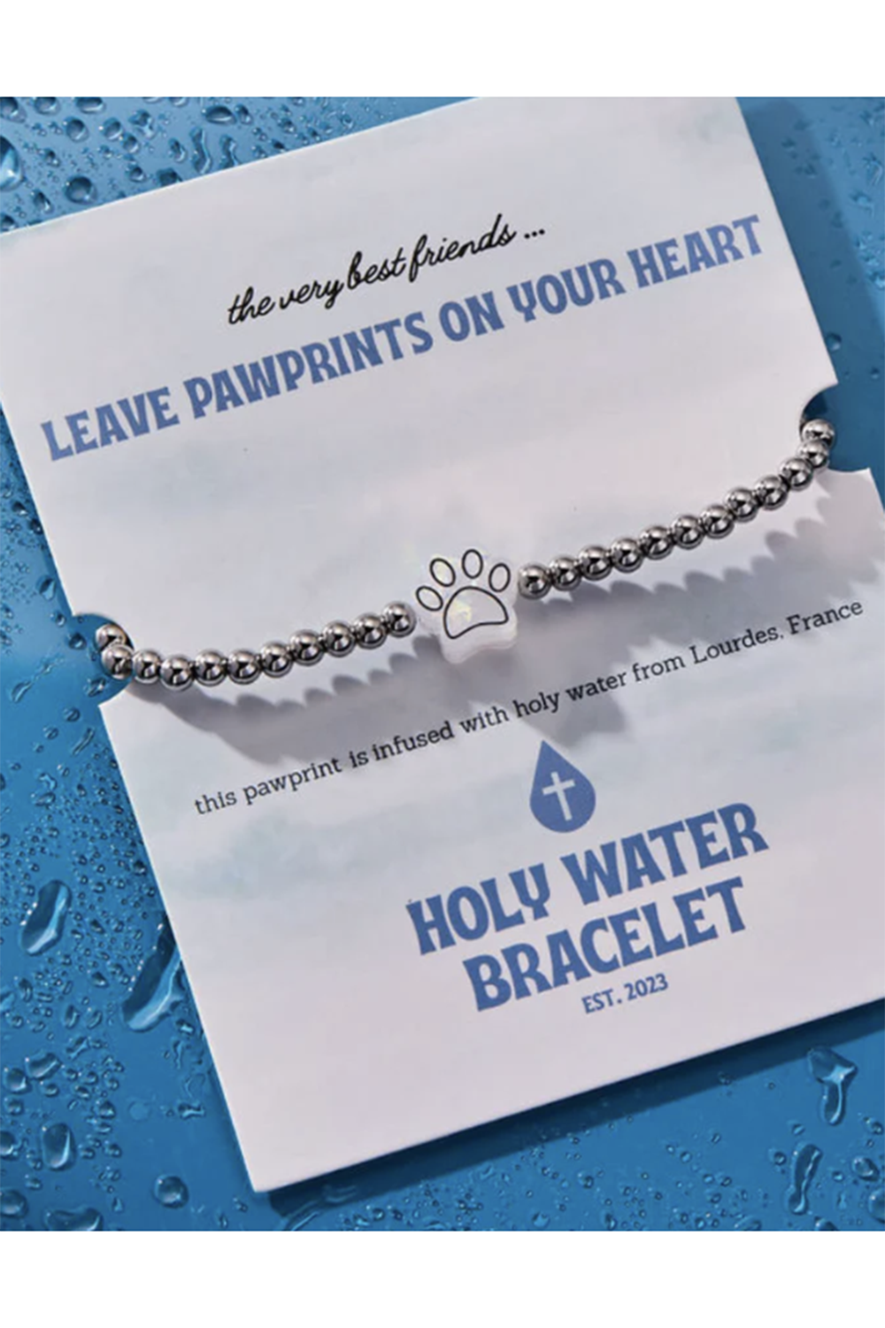 Holy Water Bracelet - Paw Print Silver