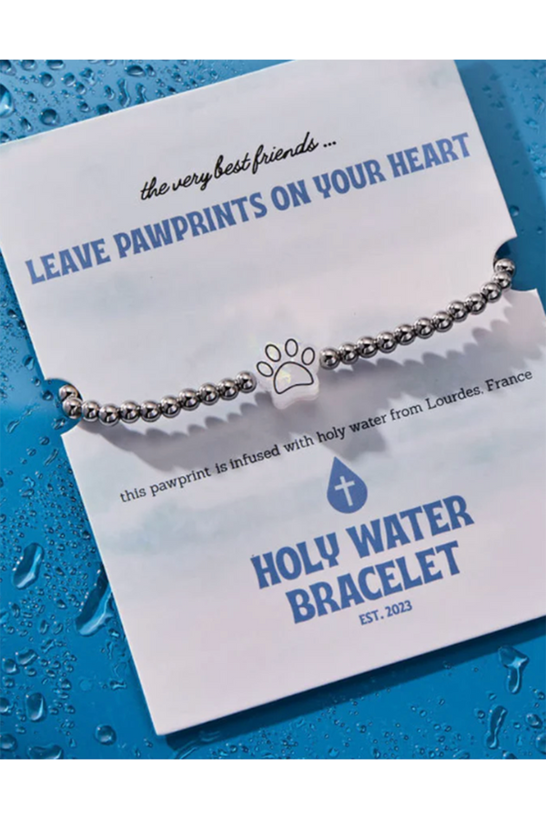 Holy Water Bracelet - Paw Print Silver