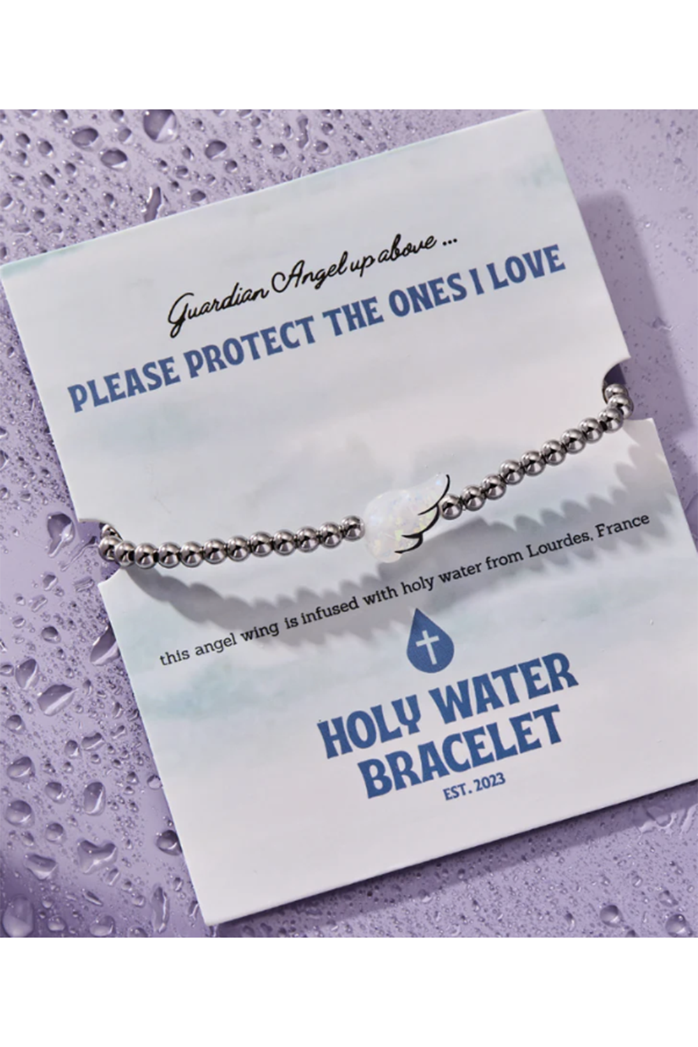 Holy Water Bracelet - Angel Wing Silver