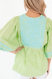Cooper Top - Green + Blue Embroidery