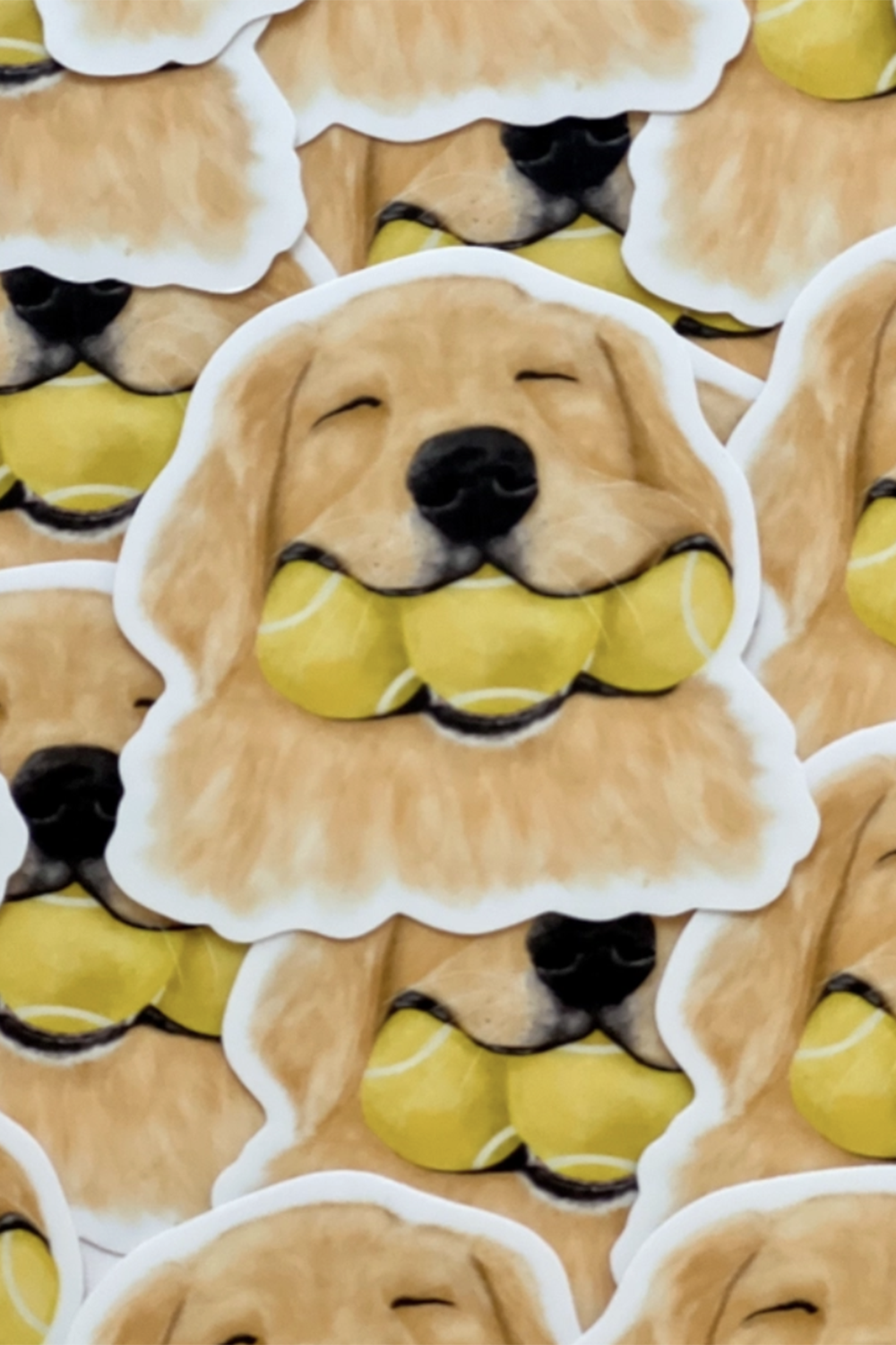 Trendy Sticker - Dog with Tennis Balls