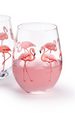 Glass Flamingo Single Stemless Wine Glass