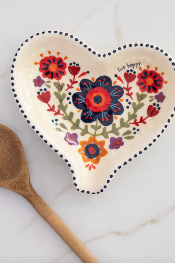 Ceramic Spoon Rest - Live Happy Heart