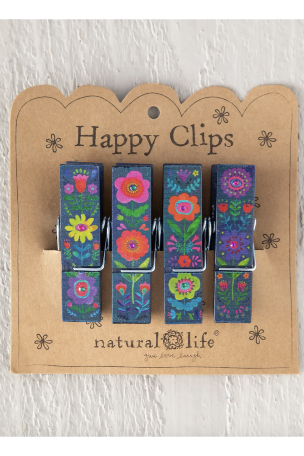 Chip Clip Set - Navy Folk Flower