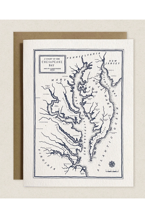 Wild Single Greeting Card - Chesapeake Bay Map