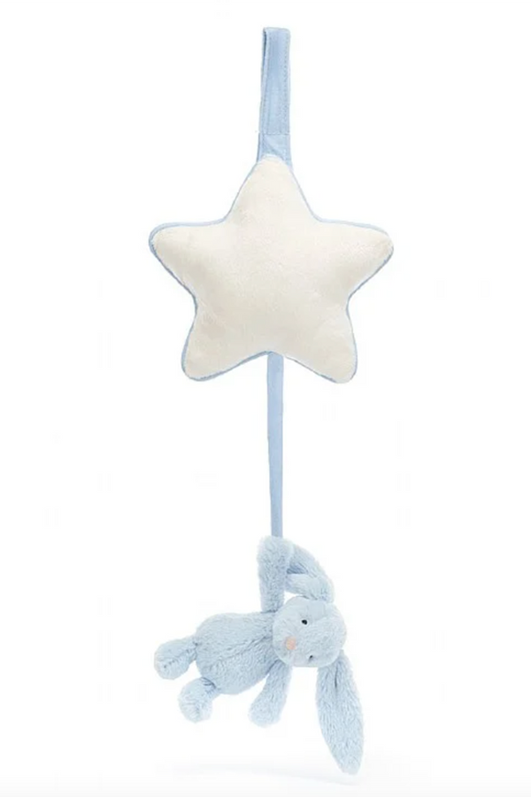 JELLYCAT Bashful Musical Pull - Blue Bunny