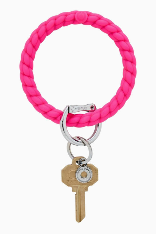 Silicone Big O Key Ring - Braided Tickled Pink