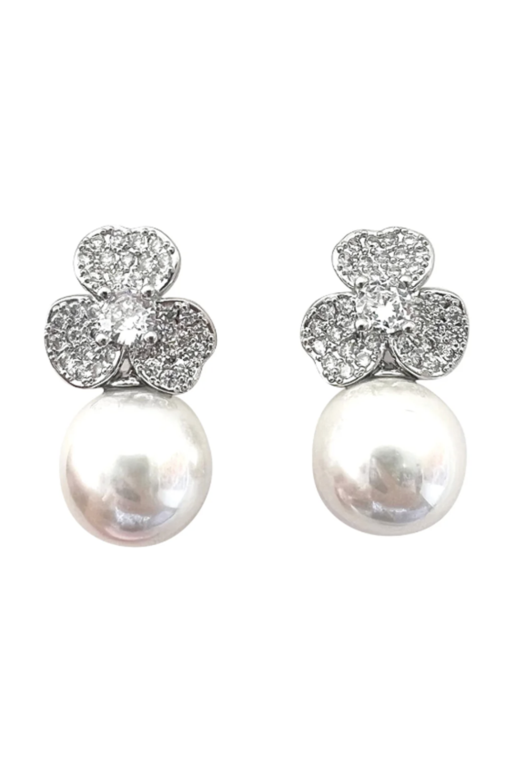 Pearl Flower Earring - Silver