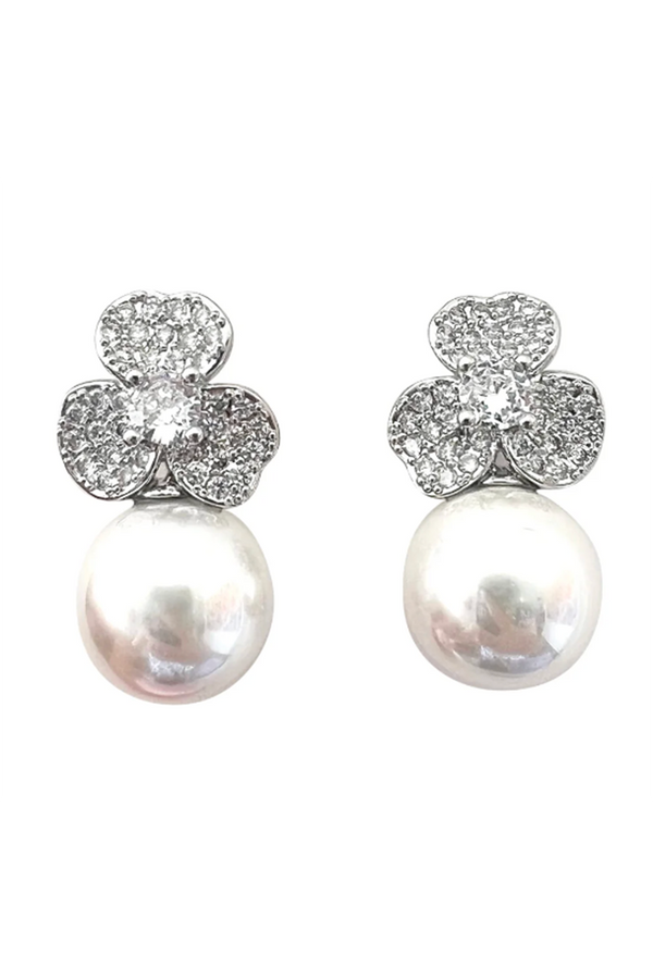 Pearl Flower Earring - Silver