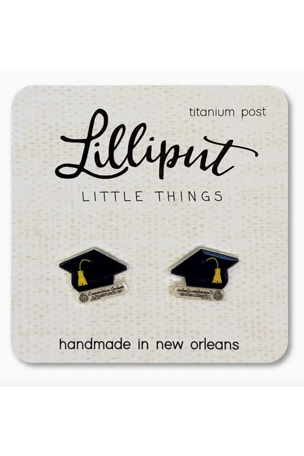 Mini Stud Icon Earring - Graduation Cap