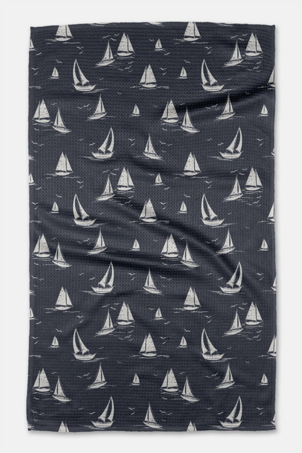 Geometry Kitchen Tea Towel - Navy Race Day