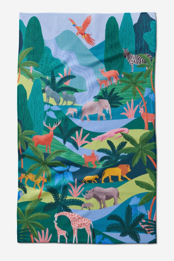 Geometry Kitchen Tea Towel - Rain Forest