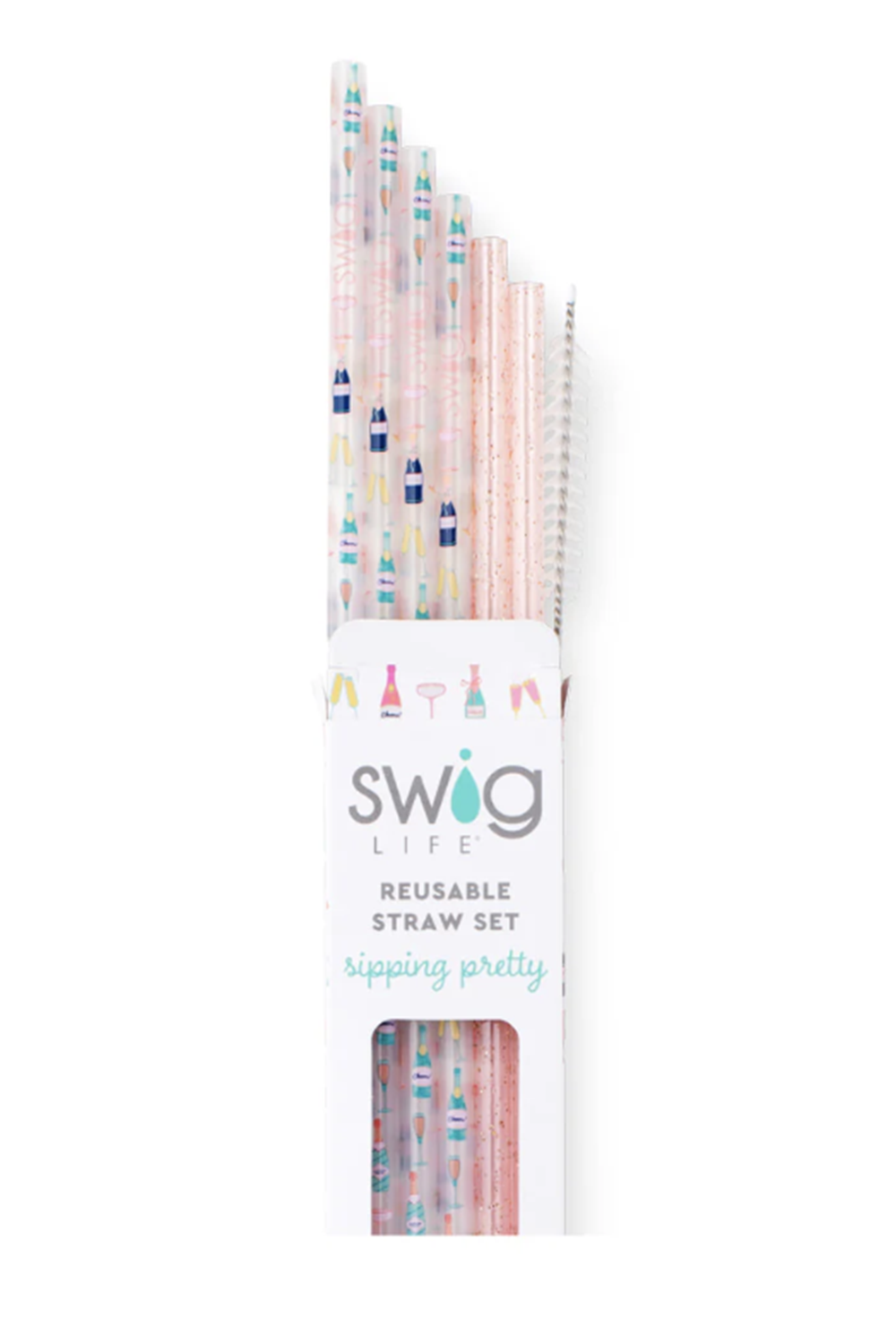 Tall Straw Set - Pop Fizz Clink Glitter