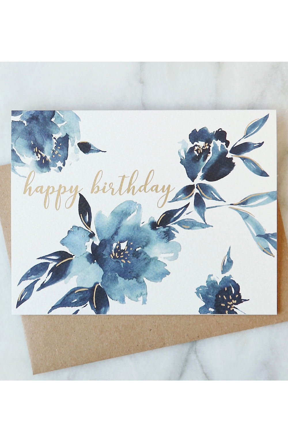 AJD Birthday Card - Indigo Floral