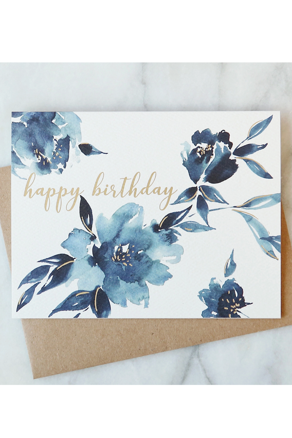 AJD Birthday Card - Indigo Floral