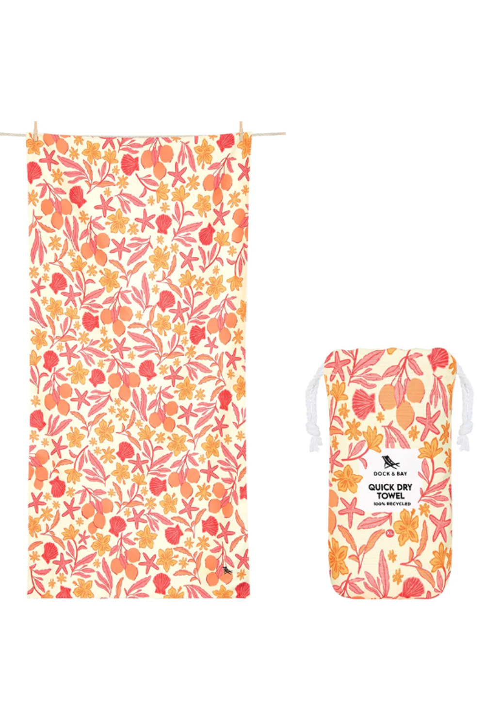 Quick Dry Beach Towel - Tangerine Tide