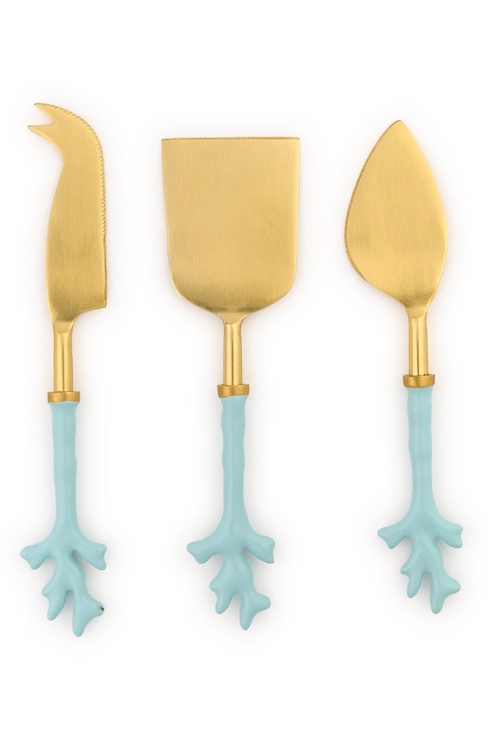 Seafoam Coral Cheese Knives Set of 3