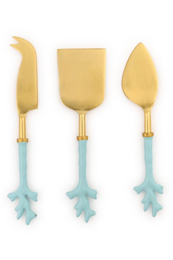 Seafoam Coral Cheese Knives Set of 3