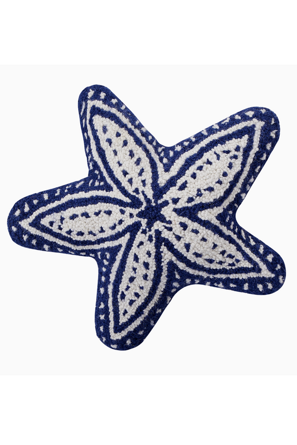 Hooked Shape Pillow - Starfish Navy