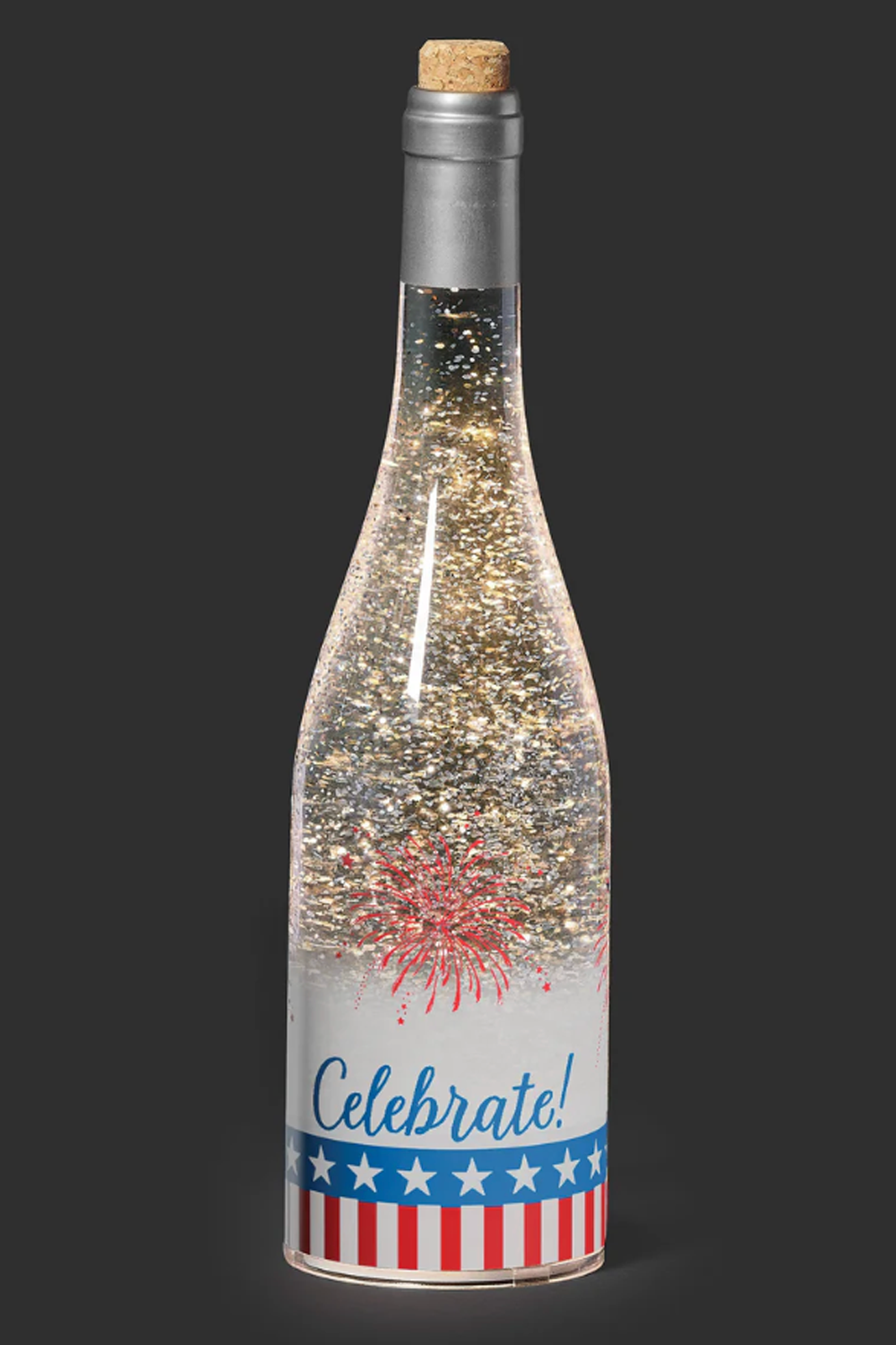 Lighted Swirl Bottle Figure - Patriotic