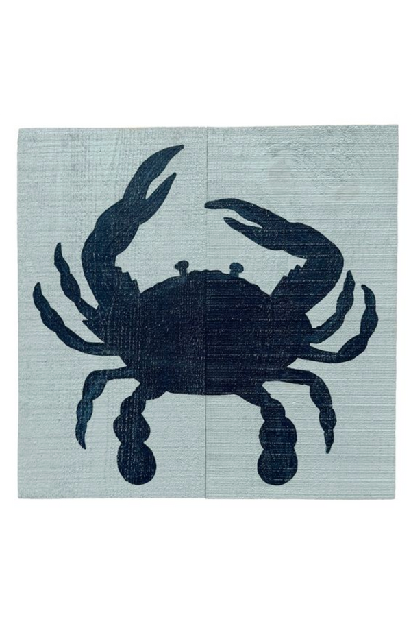 Wooden Crab Sign - Navy on Blue