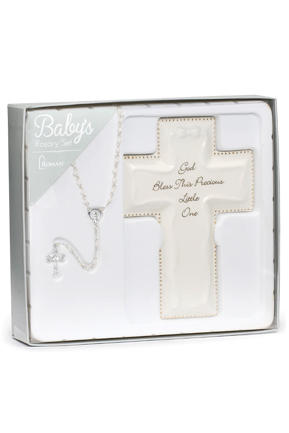 RM Cross and Rosary Keepsake Set - White