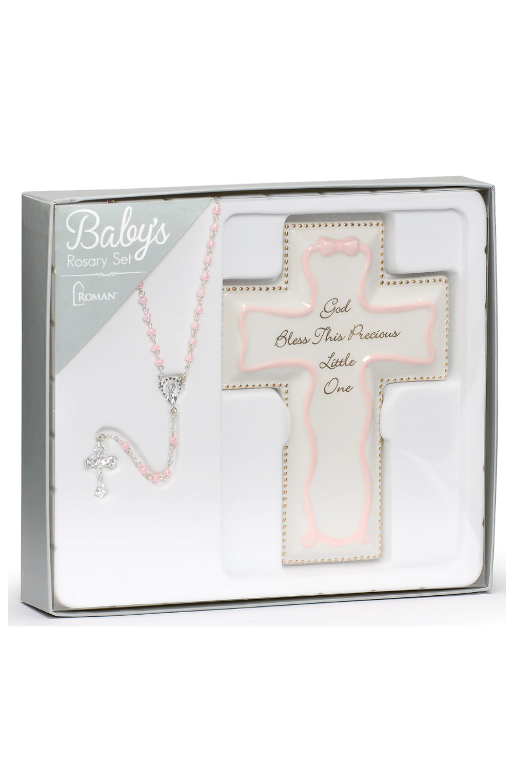 RM Cross and Rosary Keepsake Set - Pink