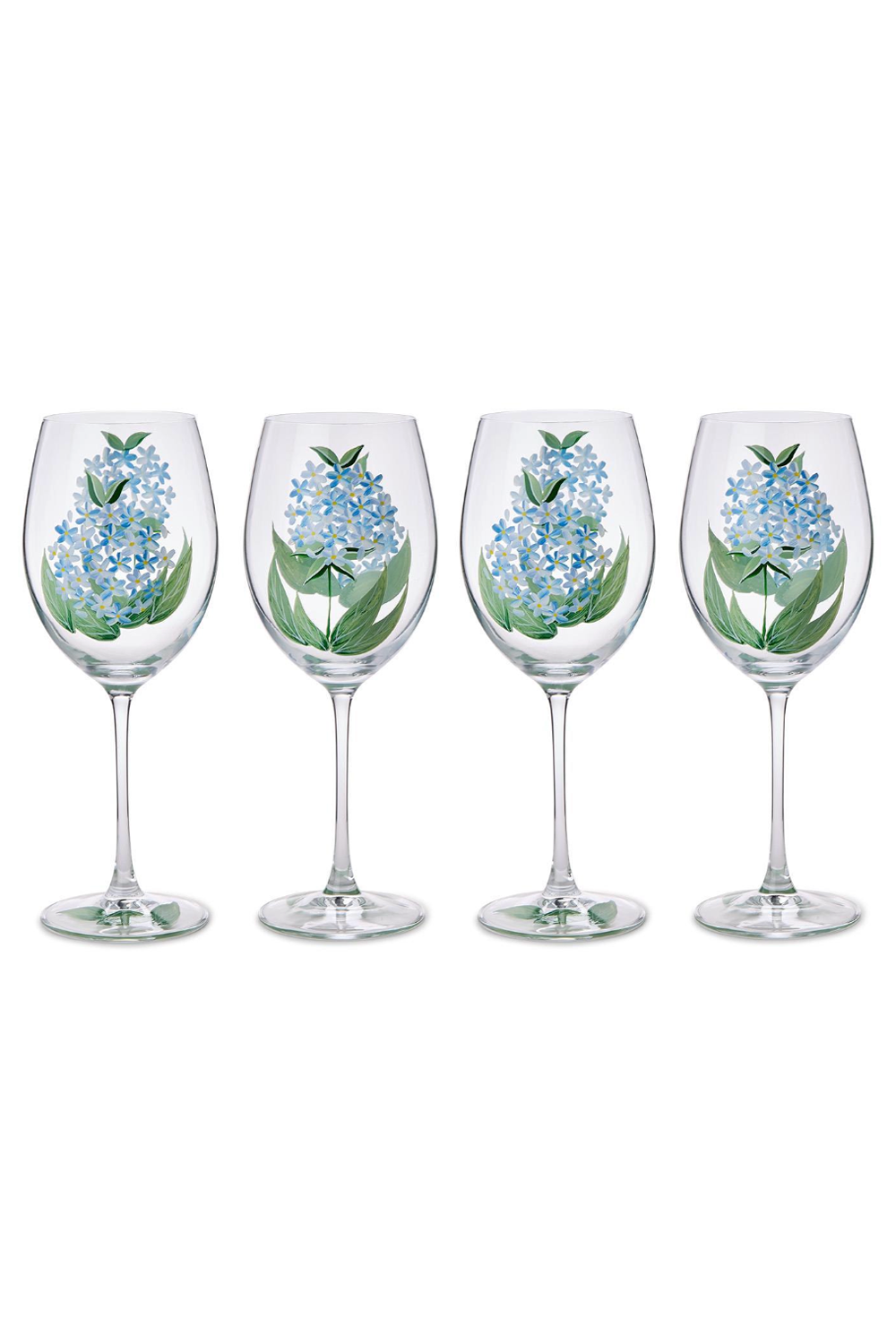Glass Stemmed Wine Glass - Hydrangea