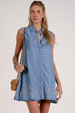 Sleeveless Button Down Dress - Denim