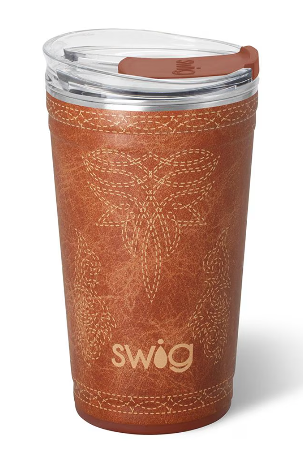 Swig Party Cup 24oz - Saddle Stitch Cognac
