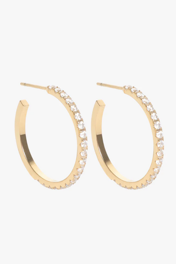 Jay Hoops Pave 1" - Gold