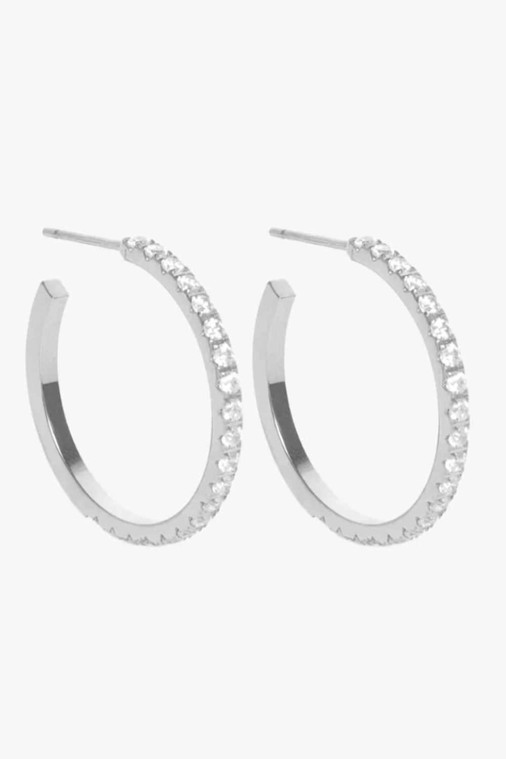 Jay Hoops Pave 1" - Silver