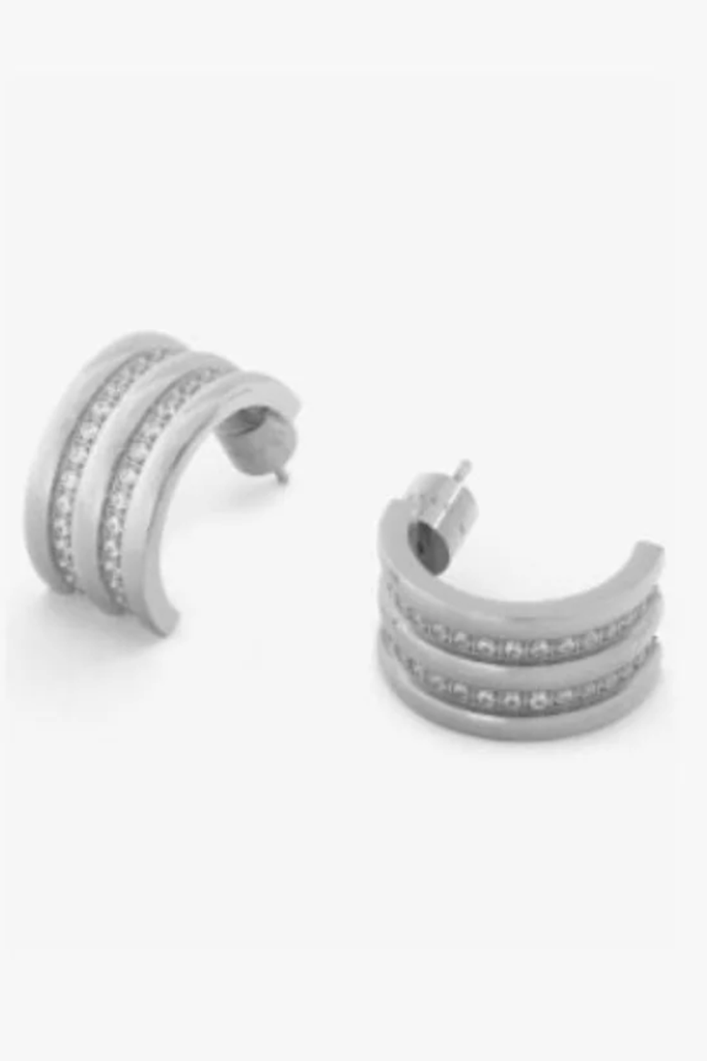 Petra Pave Hoop Earring - Silver