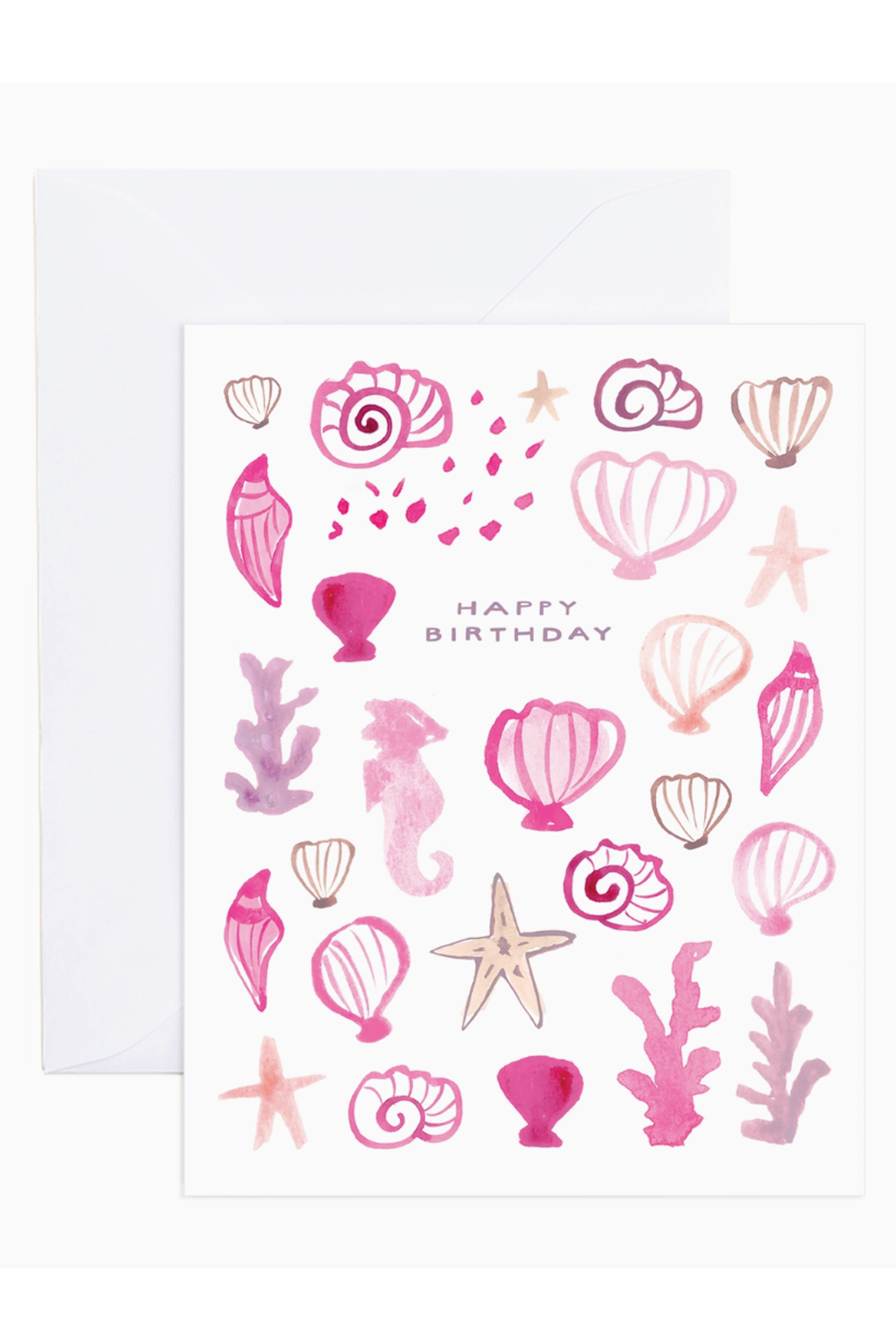 ES Single Birthday Greeting Card - Nautical Pink Shells