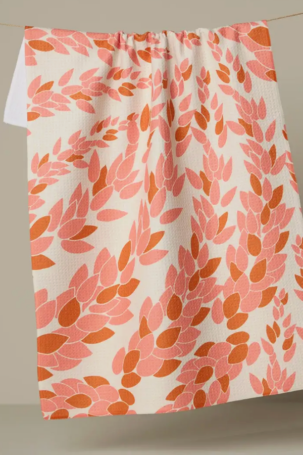 Geometry Kitchen Tea Towel - Coral Drift