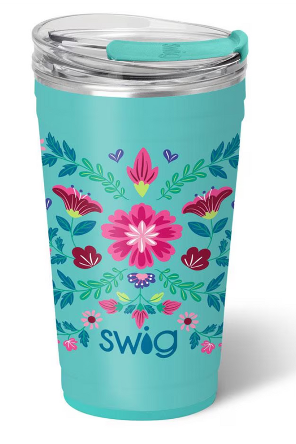 Swig Party Cup 24oz - Flora Azul