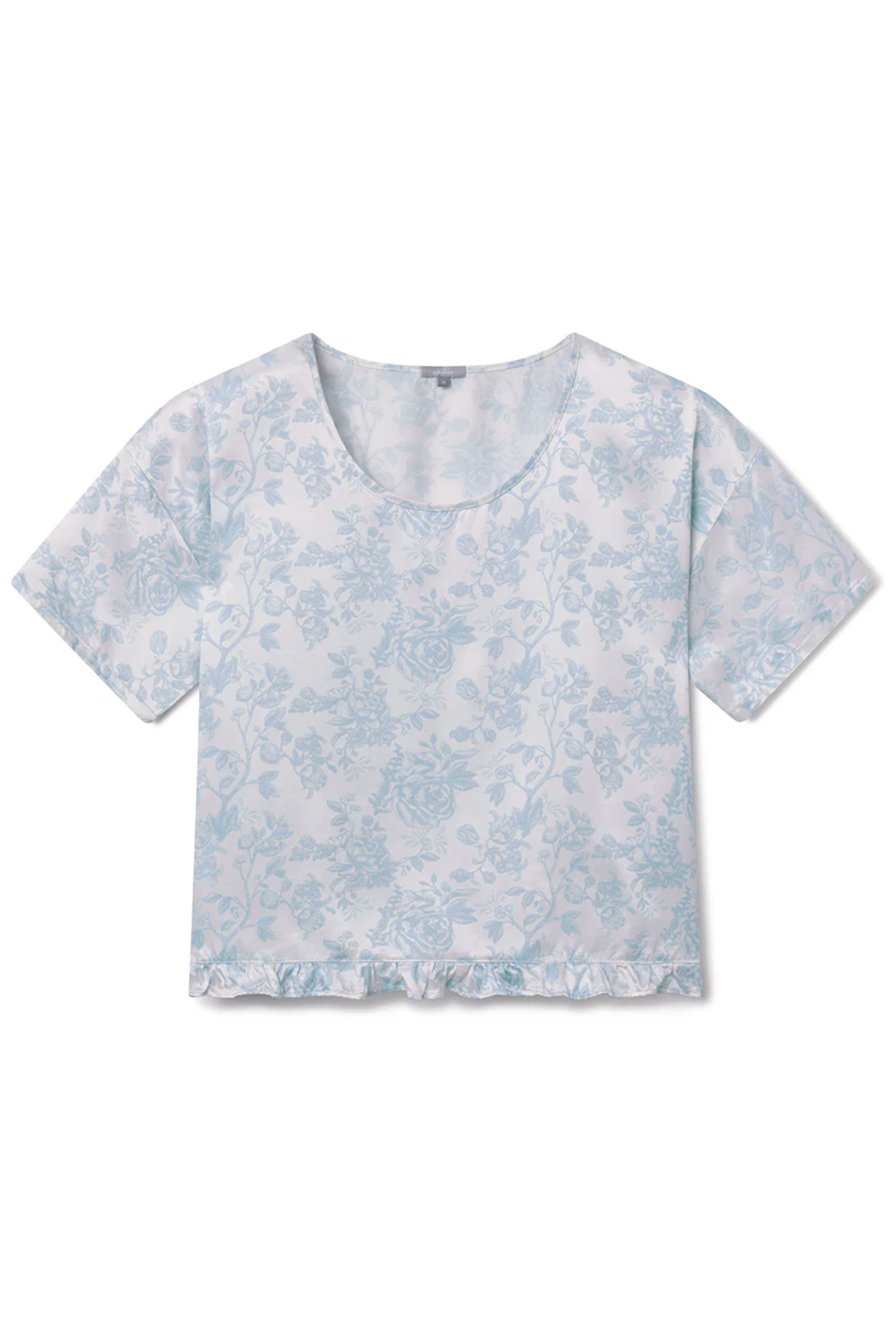 May Flower Boyfriend Tee with Ruffle - Blue