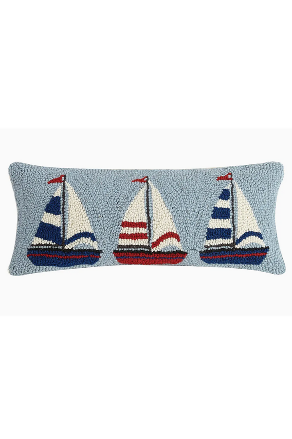 Hooked Mini Pillow - Sailboat Trio
