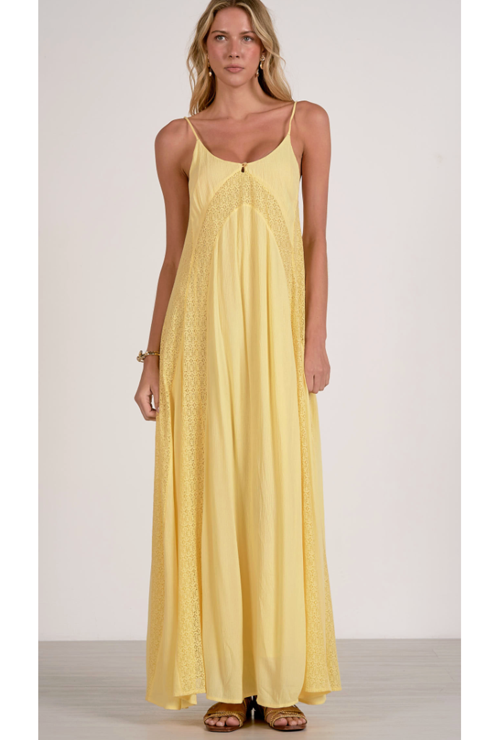 EL Summer Maxi Spagetti Strap Dress - Vanilla Yellow
