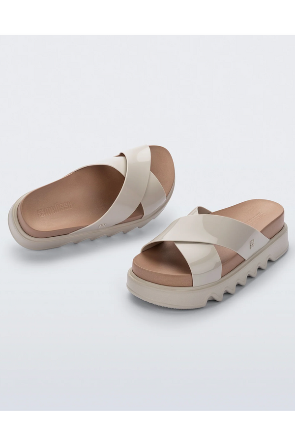 Cozy Cross Platform Sandal - Brown + Beige