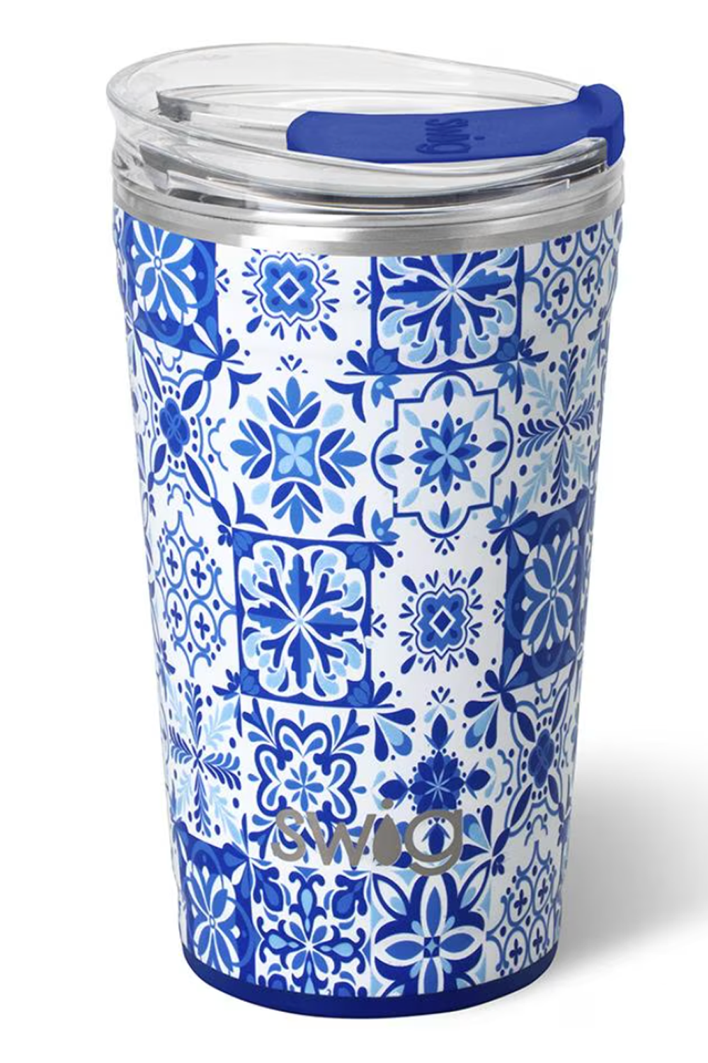 Swig Party Cup 24oz - Indigo Tiles