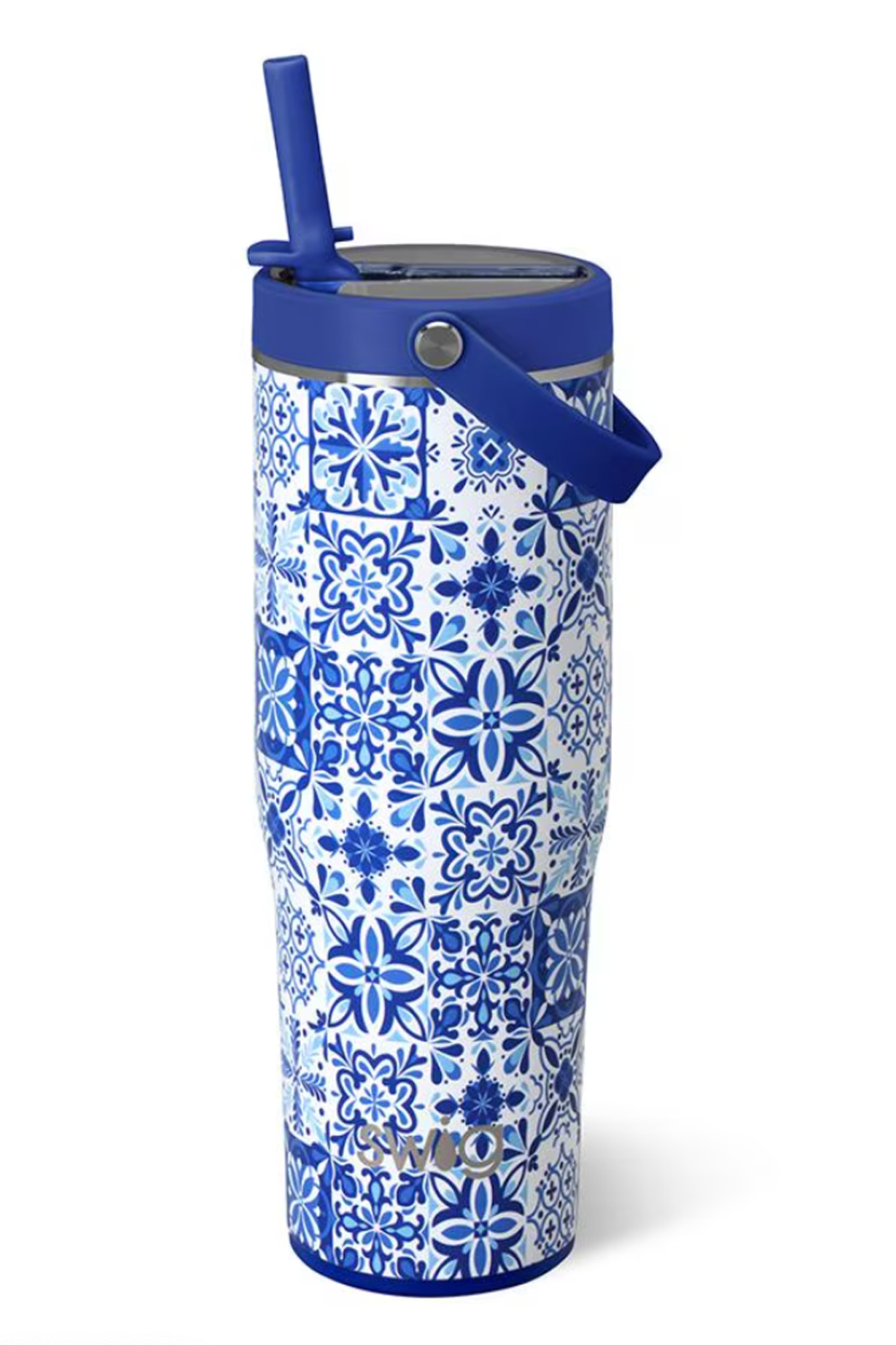 Swig Leakproof To-Go Tumbler - Indigo Tiles