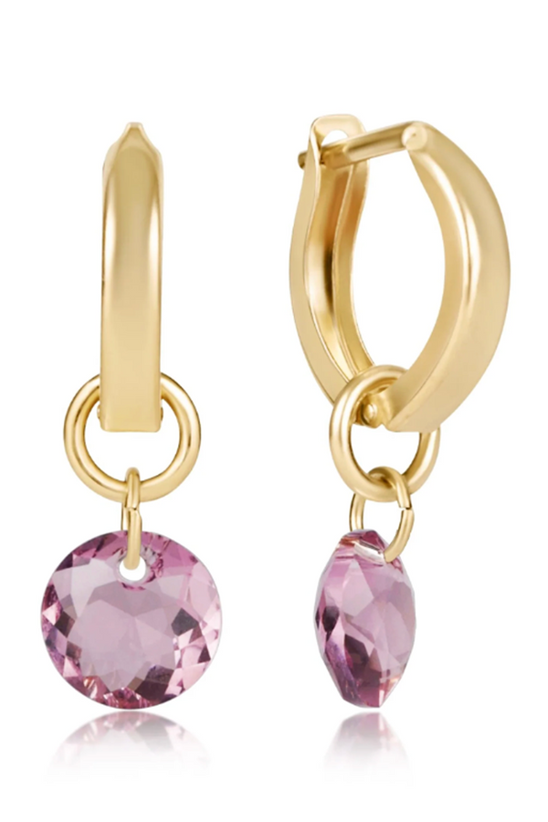 EN Huggie Gold Hoop Earring - Small Reflecion Charm 02