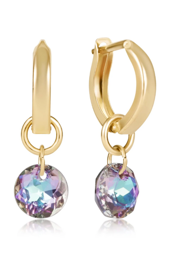 EN Huggie Gold Hoop Earring - Small Reflecion Charm 06